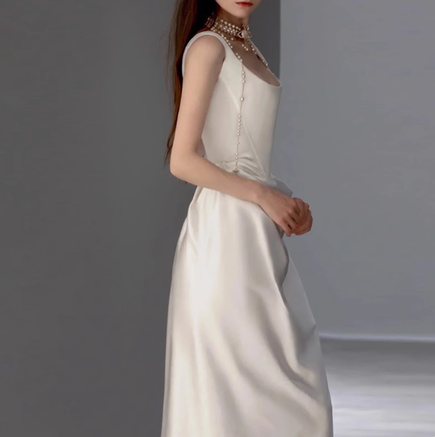 Romantisches Brautkleid Meerjungfrau Quadrat Satin Brautkleider Minimalist Brautkleider DP1664