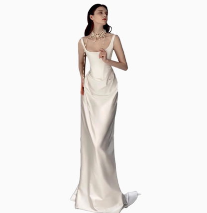 Romantisches Brautkleid Meerjungfrau Quadrat Satin Brautkleider Minimalist Brautkleider DP1664