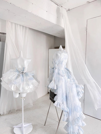 Cute Ball Gown Short Light Sky Blue Homecoming Dress Summer Hoco Dresses Cocktail Dress For Senior Teens DP1783