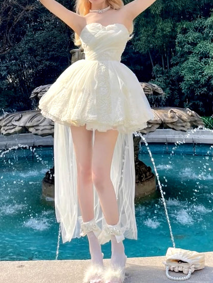 Cute Ball Gown Sweetheart Short Beige Homecoming Dress Summer Hoco Dresses Cocktail Dress For Senior Teens DP1786