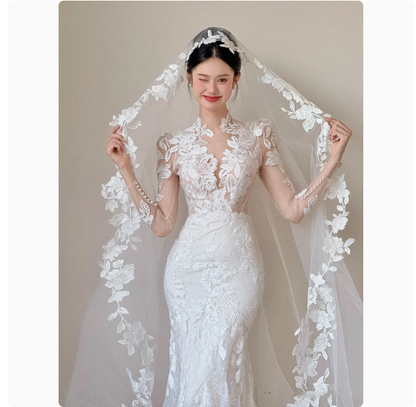 Romantisches Brautkleid Meerjungfrau V-Ausschnitt Spitze Weiße Brautkleider Minimalistische Brautkleider DP1798