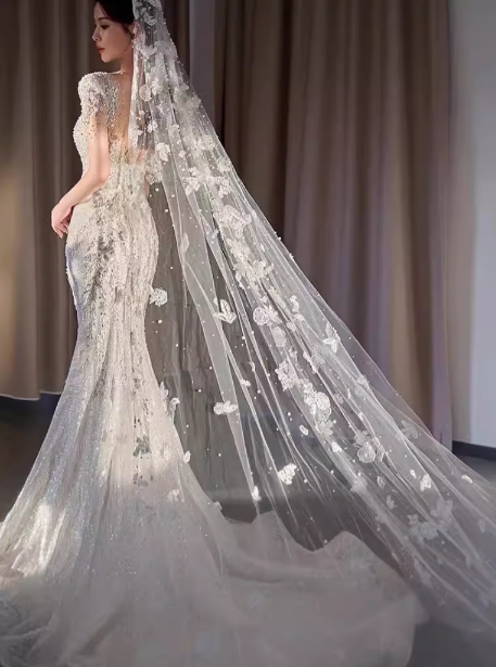 Romantisches Brautkleid Meerjungfrau Scoop Pailletten Weiß Brautkleider Minimalist Brautkleider DP1804