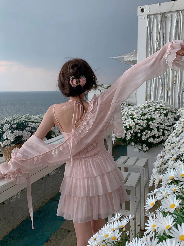 Cute A line Pink Chiffon Summer Short Homecoming Dress Hoco Dress Mini 18th Birthday Outfit Cocktail Dresses DP1862