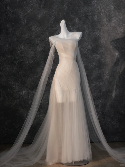 Simple Wedding Dress Mermaid Strapless Tulle Long Summer Wedding Dresses Bridal Gowns DP1868