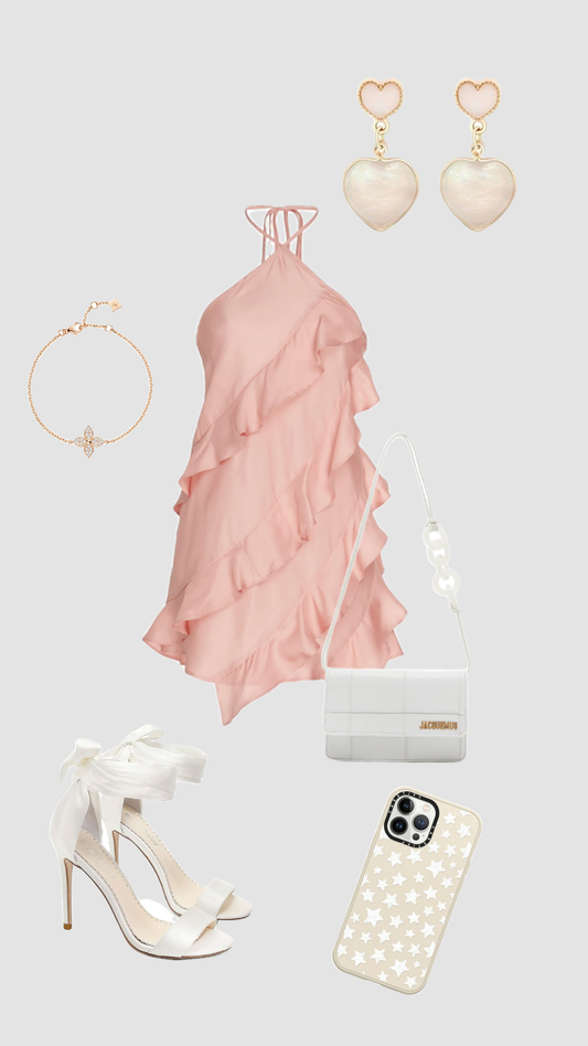 Cute A line Halter Pink Summer Homecoming Dress Chiffon Hoco Dress Mini 18th Birthday Outfit Cocktail Dresses DP1944