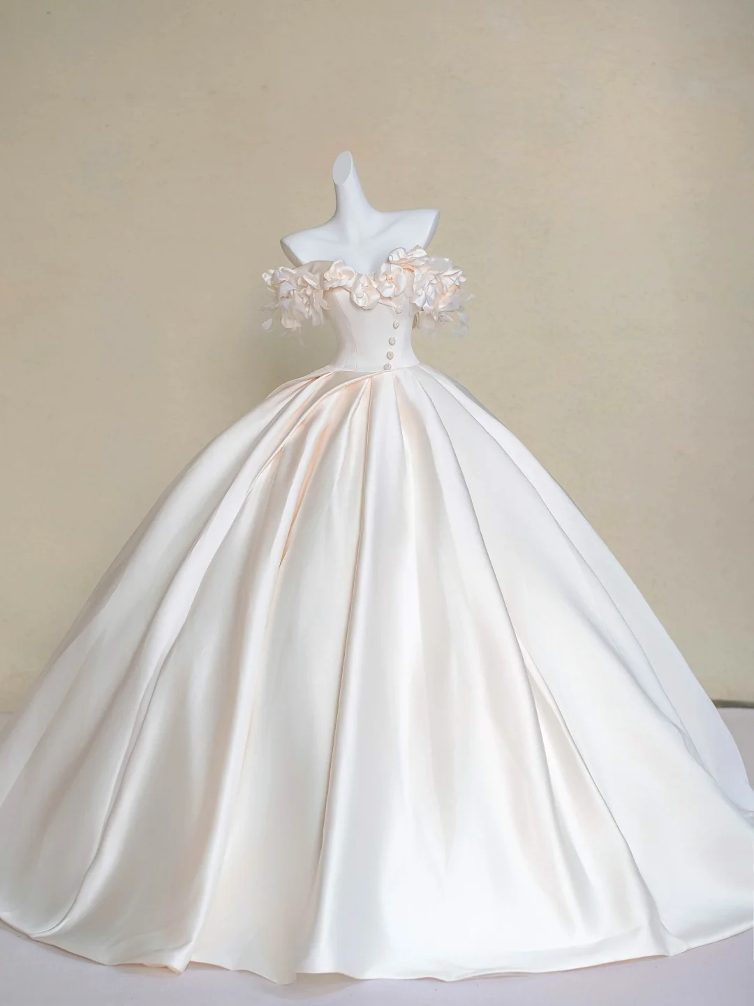 Modest Wedding Dress Ball Gown Off The Shoulder Light Pink Satin Long Wedding Dresses Brides Dress Bridal Gowns DP1976