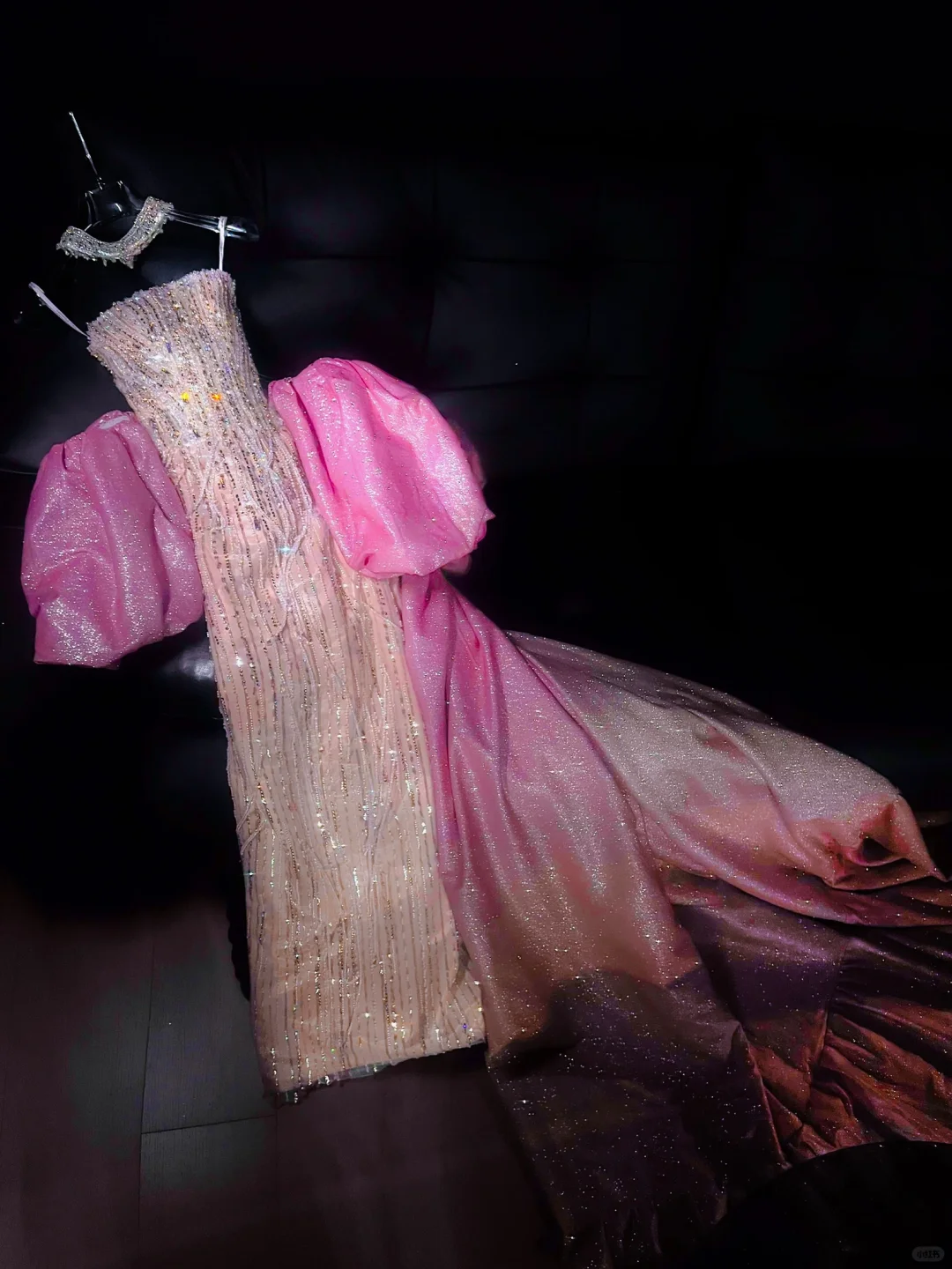 Hübsche Meerjungfrau trägerlose Pailletten Perlen Champagner langes Ballkleid Partykleid Abschlusskleider DP1986