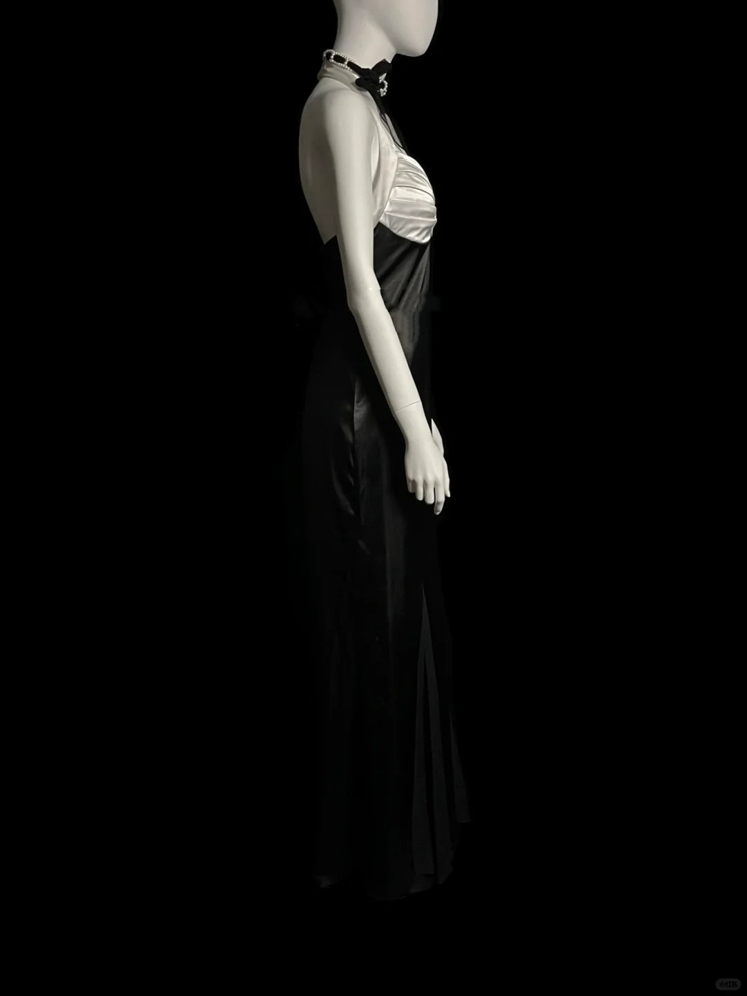 Vintage Mermaid Halter Black Satin Long Evening Party Gowns Evening Formal Dresses Prom Dress DP2032
