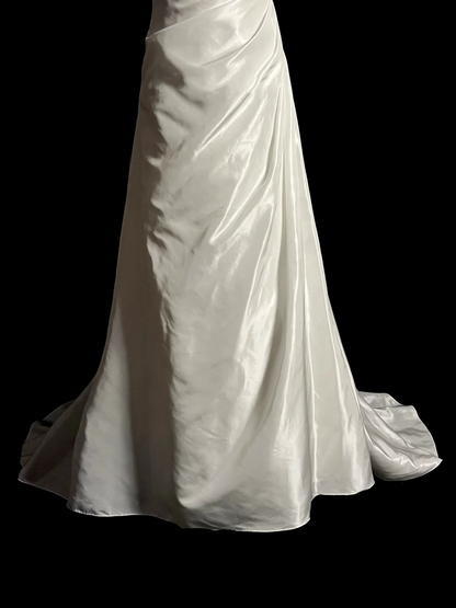 Robe de mariée vintage trapèze, col licou, longue, en satin blanc, robes de mariée DP2035