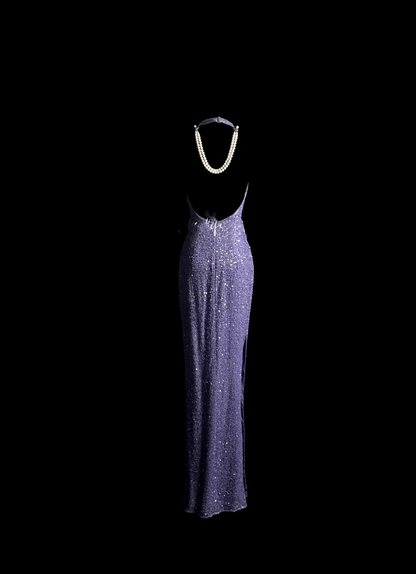 Robe de bal longue style sirène vintage à paillettes, dos nu, couleur lilas, robe de soirée, robe de remise de diplôme, DP2043