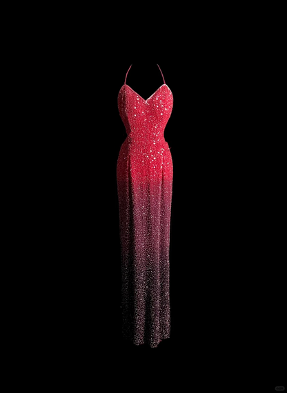 Robe de bal longue rose à paillettes, style sirène, dos nu, style vintage, robe de soirée, robe de remise de diplôme, DP2044