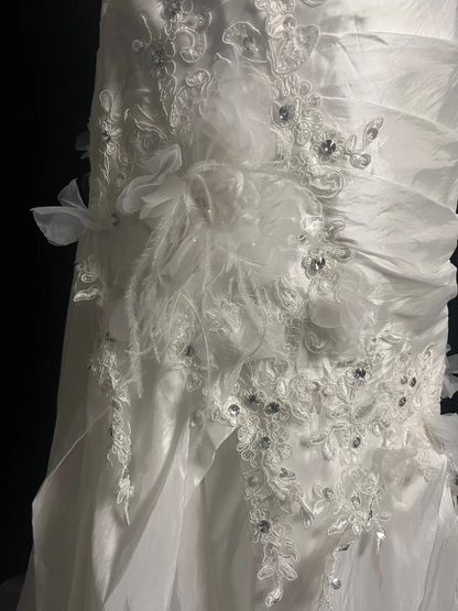 Retro Brautkleid Meerjungfrau Sweetheart Weiß Satin Lange Brautkleider Retro 1970er Jahre Brautkleider DP2045