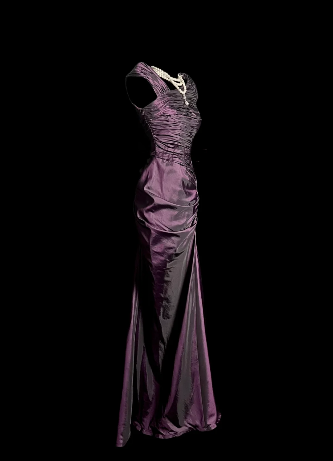 Robe de bal longue style sirène vintage en taffetas raisin, robe de soirée, robe de remise de diplôme, DP2050