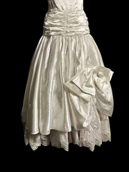 Robe de mariée vintage, robe de bal, épaules dénudées, ivoire, style rétro des années 1970, DP2062