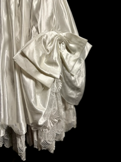 Robe de mariée vintage, robe de bal, épaules dénudées, ivoire, style rétro des années 1970, DP2062