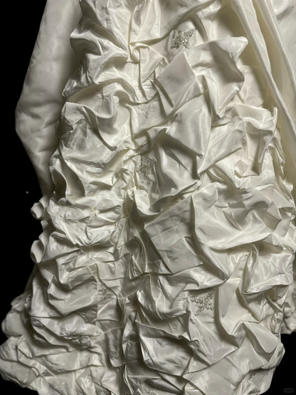 Robe de mariée vintage, robe de bal, décolleté en cœur, en taffetas ivoire, longue, style rétro des années 1970, DP2067