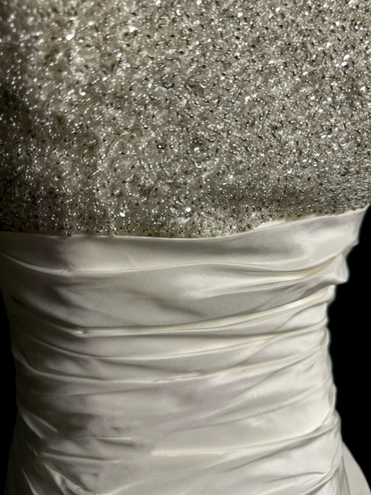 Robe de mariée vintage, robe de bal, décolleté en cœur, en taffetas ivoire, longue, style rétro des années 1970, DP2067