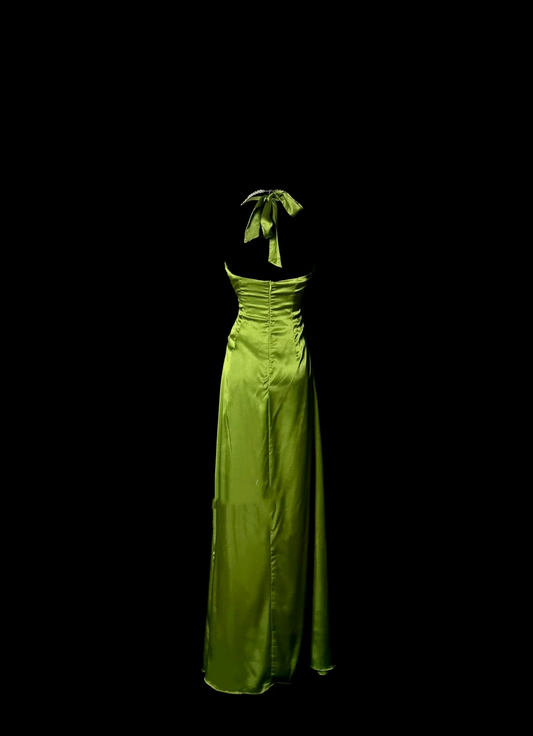 Retro Sheath Halter Green 20th Birthday Dress Long Prom Dress Birthday Outfits For Women DP2072