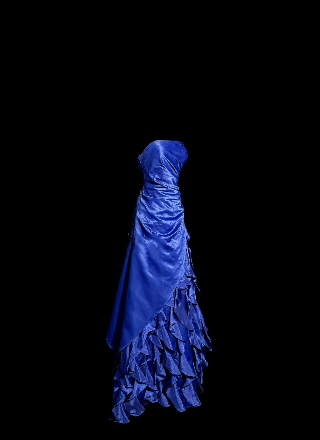 Robe de bal vintage sans bretelles en satin bleu roi, longue robe de bal perlée, robe de soirée, robe de remise de diplôme DP2081