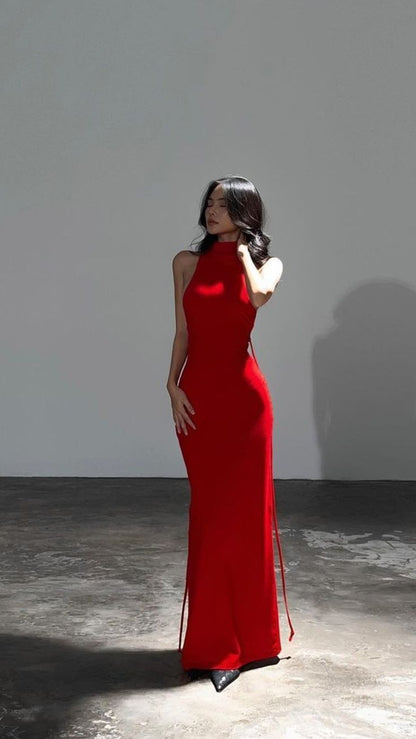 Pretty Sheath High Neck Red Party Dresses Formal Summer Wedding Guest Dresses Wedding Guest Outfits DP2122