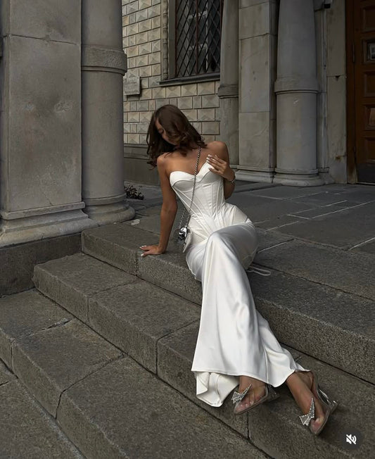 Pretty Sheath Sweetheart White Night Dinner Evening Dresses Formal Summer Wedding Guest Dresses Wedding Guest Outfits DP2197