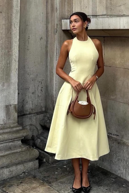 Pretty A line Scoop Neck Yellow Night Dinner Evening Dresses Formal Summer Wedding Guest Dresses Wedding Guest Outfits DP2200