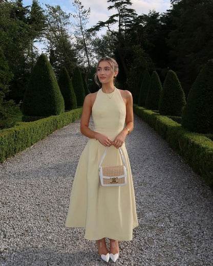 Pretty A line Scoop Neck Yellow Night Dinner Evening Dresses Formal Summer Wedding Guest Dresses Wedding Guest Outfits DP2200
