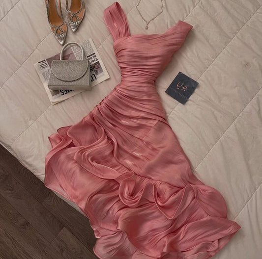Klassisches A-Linien-Ballkleid in Rosa, formelles Sommerkleid für Hochzeitsgäste, Outfit für Hochzeitsgäste, DP2226