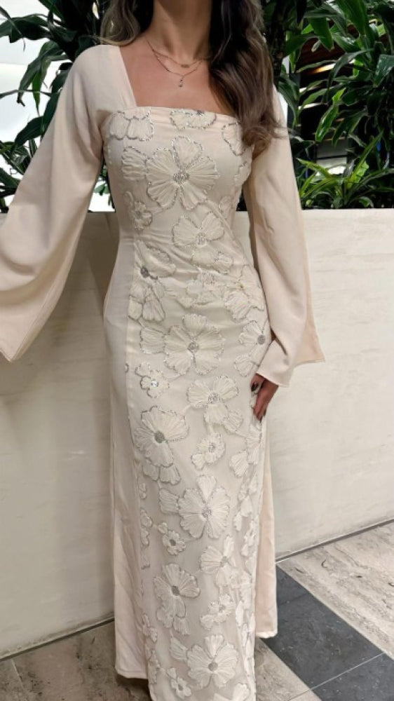 Classy Sheath Square Neck Long Prom Dresses Formal Summer Wedding Guest Dresses Wedding Guest Outfit DP2236