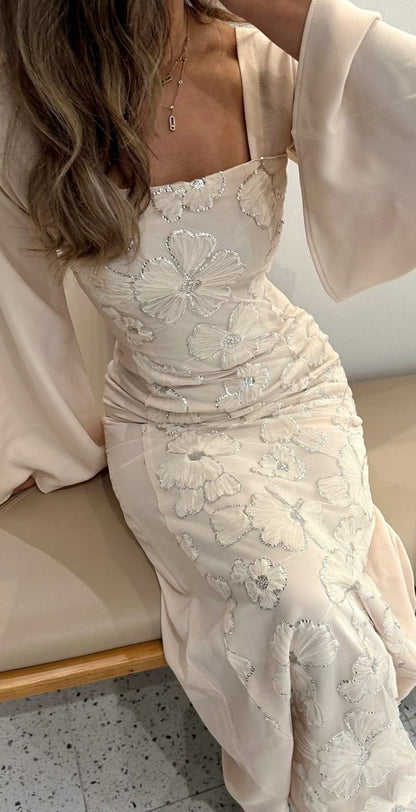 Classy Sheath Square Neck Long Prom Dresses Formal Summer Wedding Guest Dresses Wedding Guest Outfit DP2236