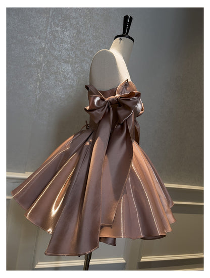 Sexy A line Spaghetti Straps Satin Corset Back Short Homecoming Dress Summer Hoco Dresses Cocktail Dress Birthday Outfits DP2291