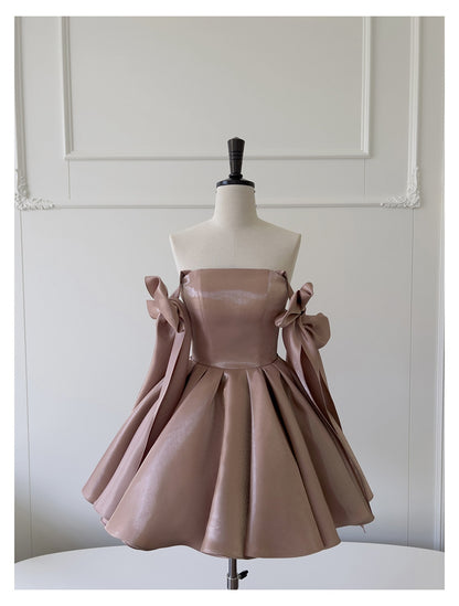Sexy A line Spaghetti Straps Satin Corset Back Short Homecoming Dress Summer Hoco Dresses Cocktail Dress Birthday Outfits DP2291