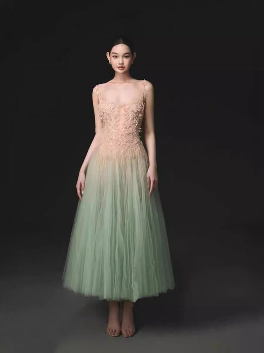 Elegant A line Spaghetti Straps Mint Green Prom Dresses Formal Summer Wedding Guest Dresses Wedding Guest Outfit DP2292