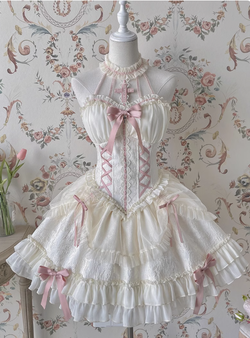 Vintage Ball Gown Halter Tulle Lace 22nd Birthday Dress Lolita Dress Cute Lolita Outfits DP2761