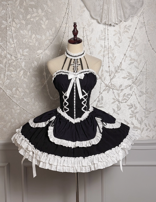 Vintage Ball Gown Halter Black 22nd Birthday Dress Lolita Dress Cute Lolita Outfits DP2764