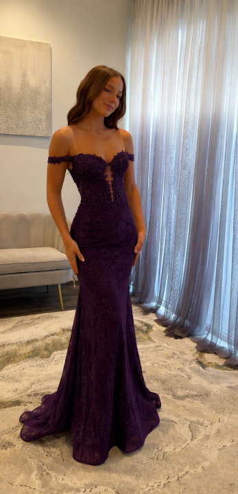 Sexy Marineblau Meerjungfrau Spitze Applikationen Ballkleider lang für Frauen Ballkleid DP277