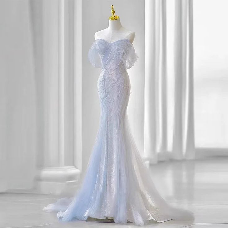 Robe de soirée sirène sexy violette à paillettes laser et perles, manches bouffantes, perles, tulle, traîne, robe de bal, robe formelle DP283