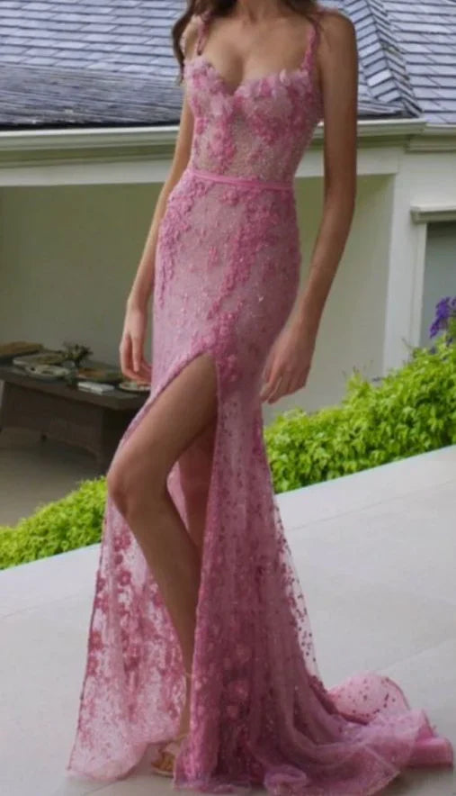 Sexy Rosa Lange Ballkleider Party Abendkleider Ballkleider Lange Abendkleid DP284