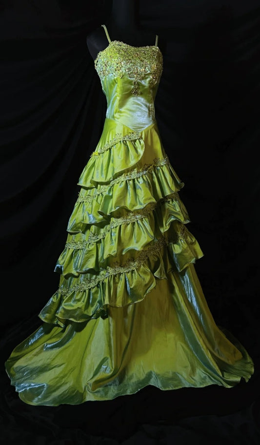 Gorgeous Sheath Tulle Long Prom Dresses Green Formal Evening Dresses DP3013