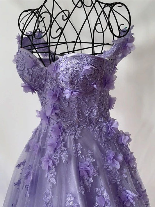 Sexy A-Linie Ballkleider Elegantes Kleid Formale Sweep/Pinsel Schleppe Ärmellos Herzausschnitt Tüll mit Falten Pailletten Applikationen DP305