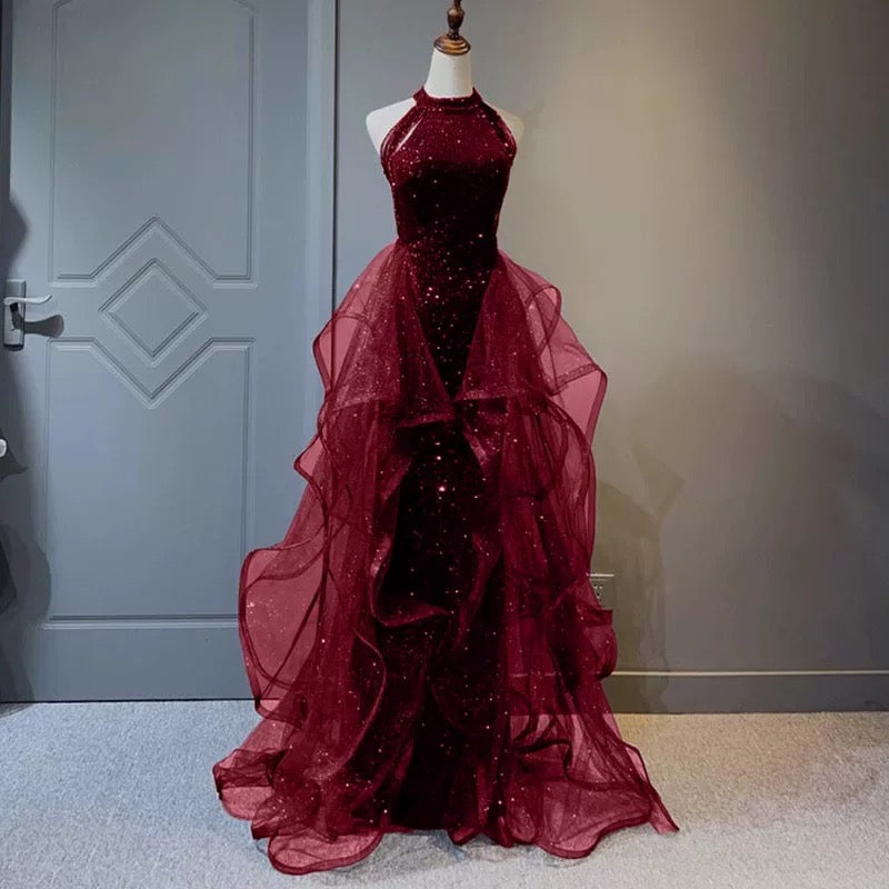 Pretty Navy Blue Sequins Long Prom Party Dress Prom Dress Evening Dresses DP309