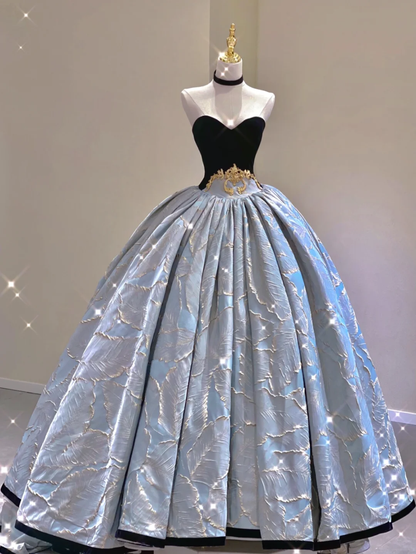 Pretty Ball Gown Sweetheart Black Velvet Long Prom Dresses Graduation Dress High School Classy Evening Dresses DP370
