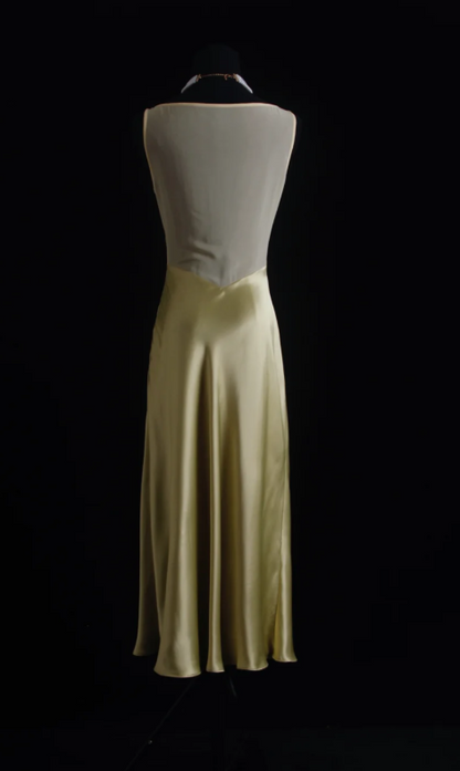 Vintage Sheath Silk Light Yellow Mother of the Bride Dress DP3775