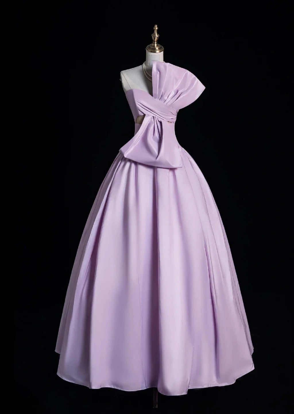Cute Strapless A-Line Long Prom Dress Satin Lilac Sweet 16 Dress DP3784