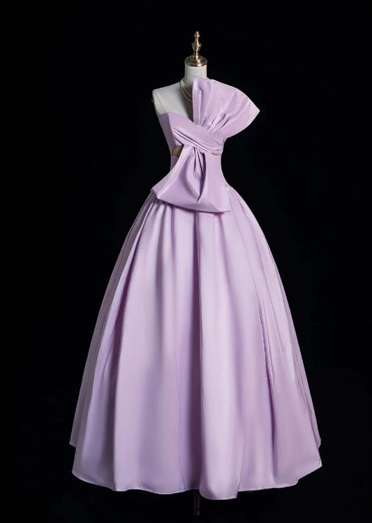 Cute Strapless A-Line Long Prom Dress Satin Lilac Sweet 16 Dress DP3784