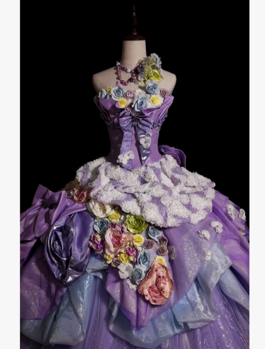 Gorgeous Ball Gown Purple Long Prom Dresses Tulle Sleeveless Purple Quinceanera Dresses Sweet 16 Dresses DP3819