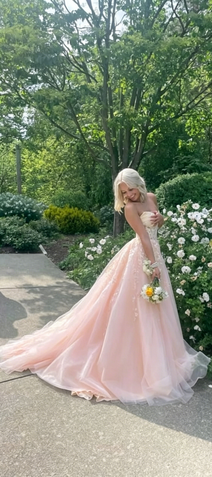 Chic Sweetheart A-line Yellow Long Prom Dresses Sleeveless Tulle Applique Yellow Birthday Dresses DP3857