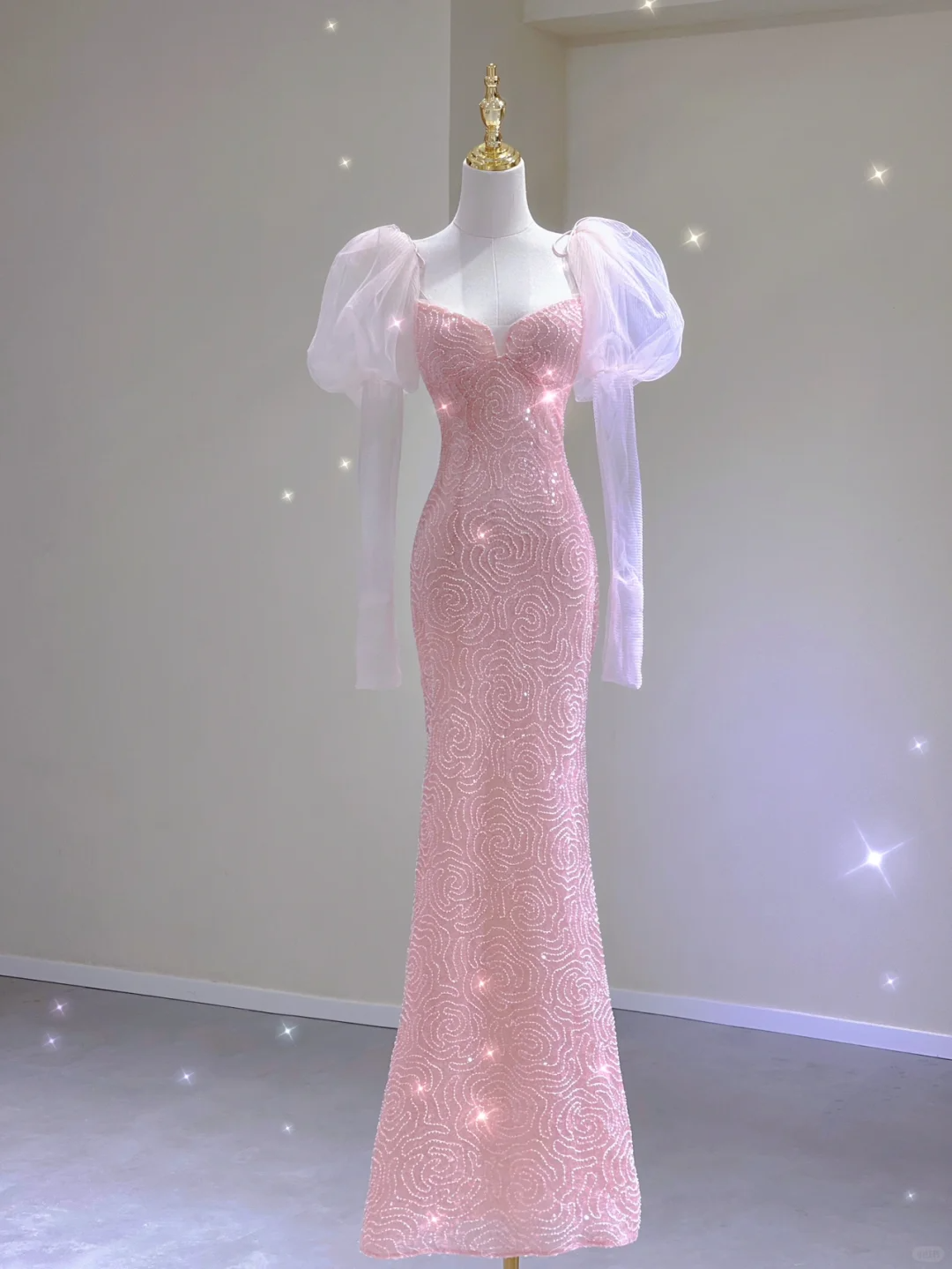 Hübsche Meerjungfrau trägerlose Pailletten lange rosa Ballkleider Abschlusskleid High School edel Abendkleider DP395
