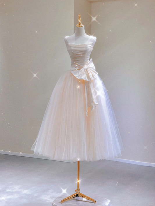 Pretty Ball Gown Strapless Tea Length Prom Dresses Graduation Dress High School Classy Evening Dresses DP396