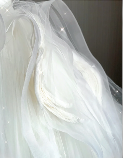 Timeless Ball Gown Strapless Long Satin White Sweep Train Wedding Dresses Brides Dress DP410